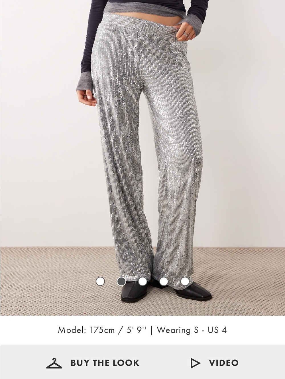 Noisy May Silver Sequin Wide-Leg Pants